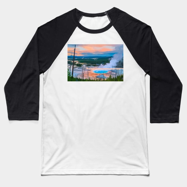 Yellowstone National Park Painting Baseball T-Shirt by gktb